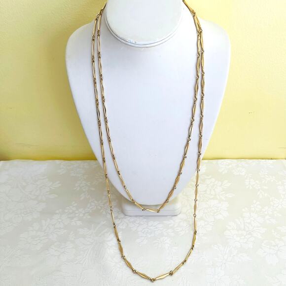 Vintage Gold Tone 58" CROWN TRIFARI Link Chain Necklace w/ Spring Closure - Picture 2 of 9